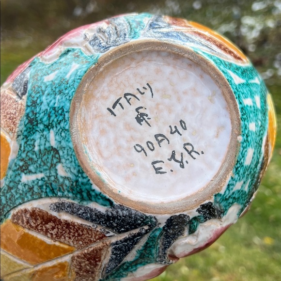 Vintage Bitossi Italian Fratelli Fanciullacci Floral Leaf Basket with Handles - Picture 13 of 16